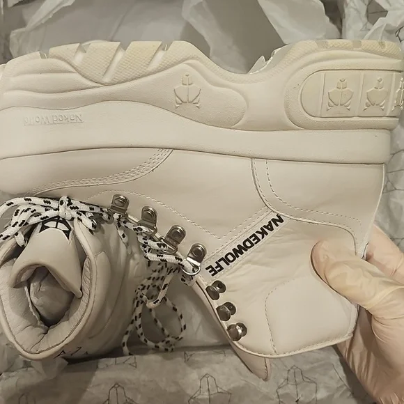 Naked Wolfe Spike Wicked White Platform High-Top Sneakers sz 7 US - Picture 15 of 15